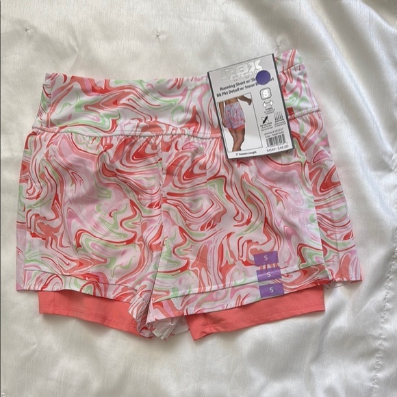RBX Women's Swirl Print Running Shorts Pink Green Size Small - Picture 1 of 3